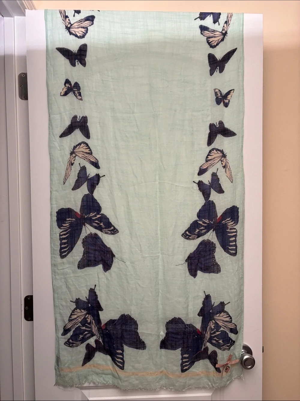 Light Mint Butterfly Print Maxi Scarf